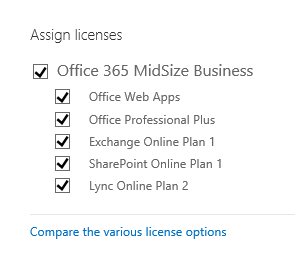 Assign licences to user