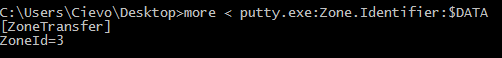 more < putty.exe:Zone.Identifier:$DATA