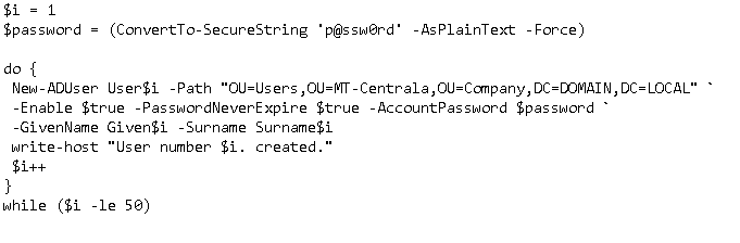 Create bulk AD users powershell
