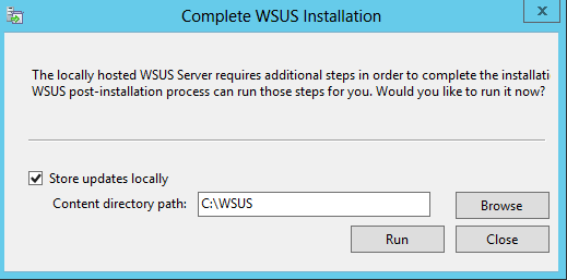 WSUS complete installation