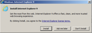 IE 9.0 hidden confirmation window