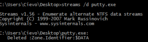 streams.exe /d putty.exe